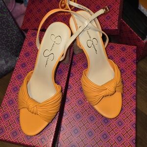 Jessica Simpson Vibrant Orange Cork Platforms